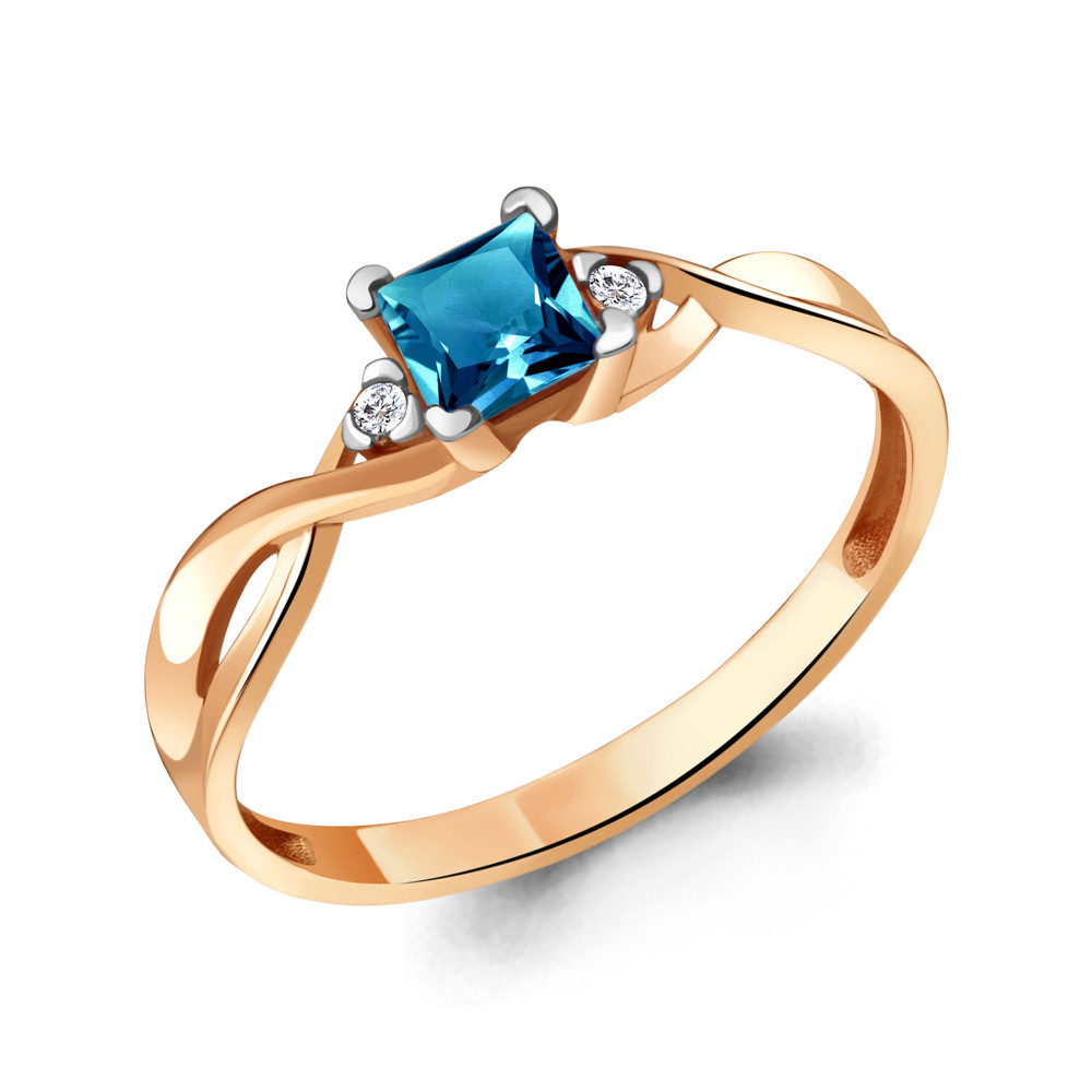 Серебряное кольцо Aquamarine 6940508А.6 позолота