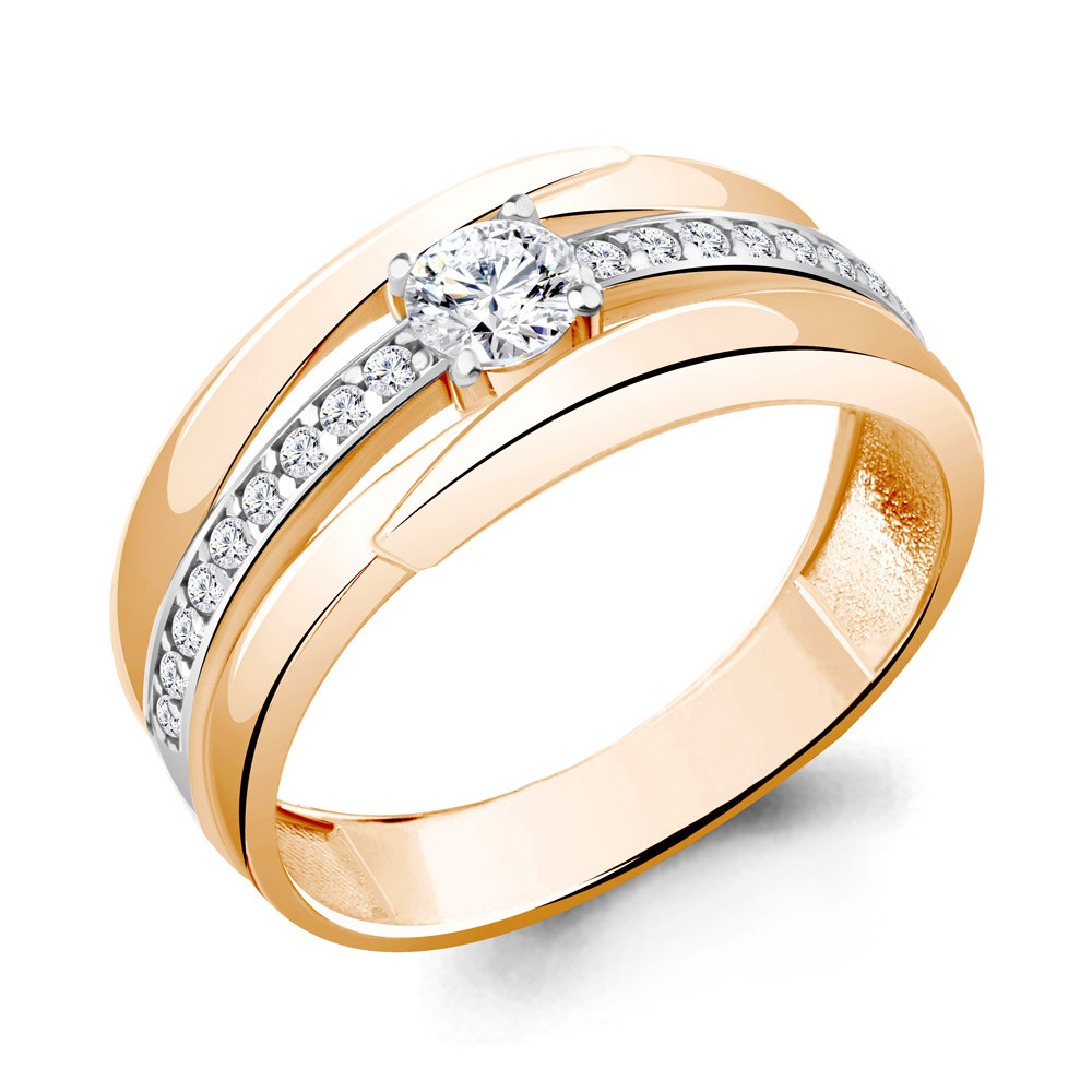 Серебряное кольцо Aquamarine 67221А.6 позолота