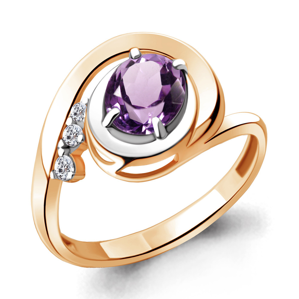 Кольцо Aquamarine 6932904А.6 серебро с позолотой