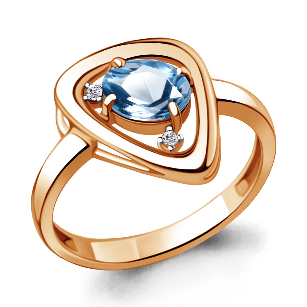 Кольцо Aquamarine 6932705А.6 серебро с позолотой