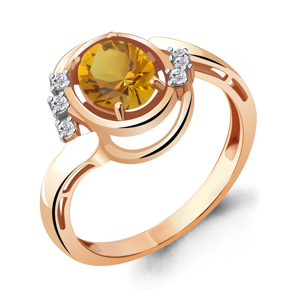 Кольцо Aquamarine 6931906А.6 серебро с позолотой