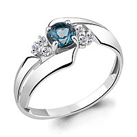 Серебряное кольцо Топаз Лондон Блю Фианит Aquamarine 6582808А.5 покрыто родием