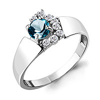 Серебряное кольцо Топаз Лондон Блю Фианит Aquamarine 6581008А.5 покрыто родием