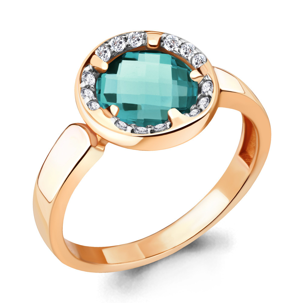 Кольцо Aquamarine 6920888А.6 серебро с позолотой