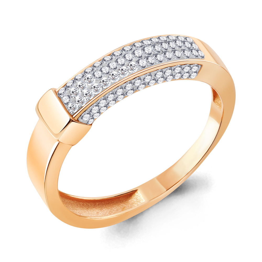Серебряное кольцо  Стекло Aquamarine 66687.6 позолота