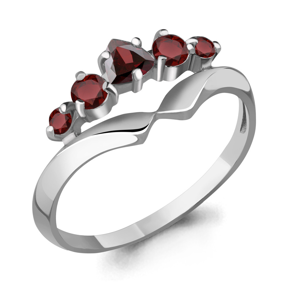 Серебряное кольцо  Гранат Aquamarine 6568703.5 покрыто  родием коллекц. Аура