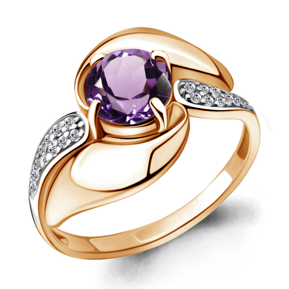 Серебряное кольцо Aquamarine 6587104А.6 позолота