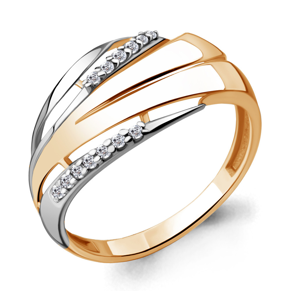 Серебряное кольцо  Фианит Aquamarine 64687А.6 позолота