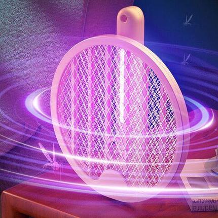 Электромухобойка-ловушка складная 2-в-1 GECKO с ультрафиолетом «Ракетка-трансформер» Foldable Swatter, фото 2