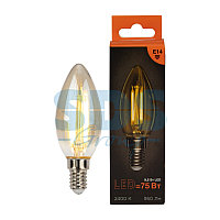 Лампа филаментная Свеча CN35 9,5Вт 950Лм 2400K E14 золотистая колба REXANT