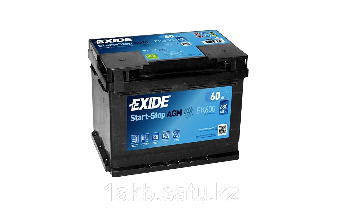 Аккумулятор EXIDE Start-Stop AGM 60 Ач, EK600 - фото 1 - id-p103040685