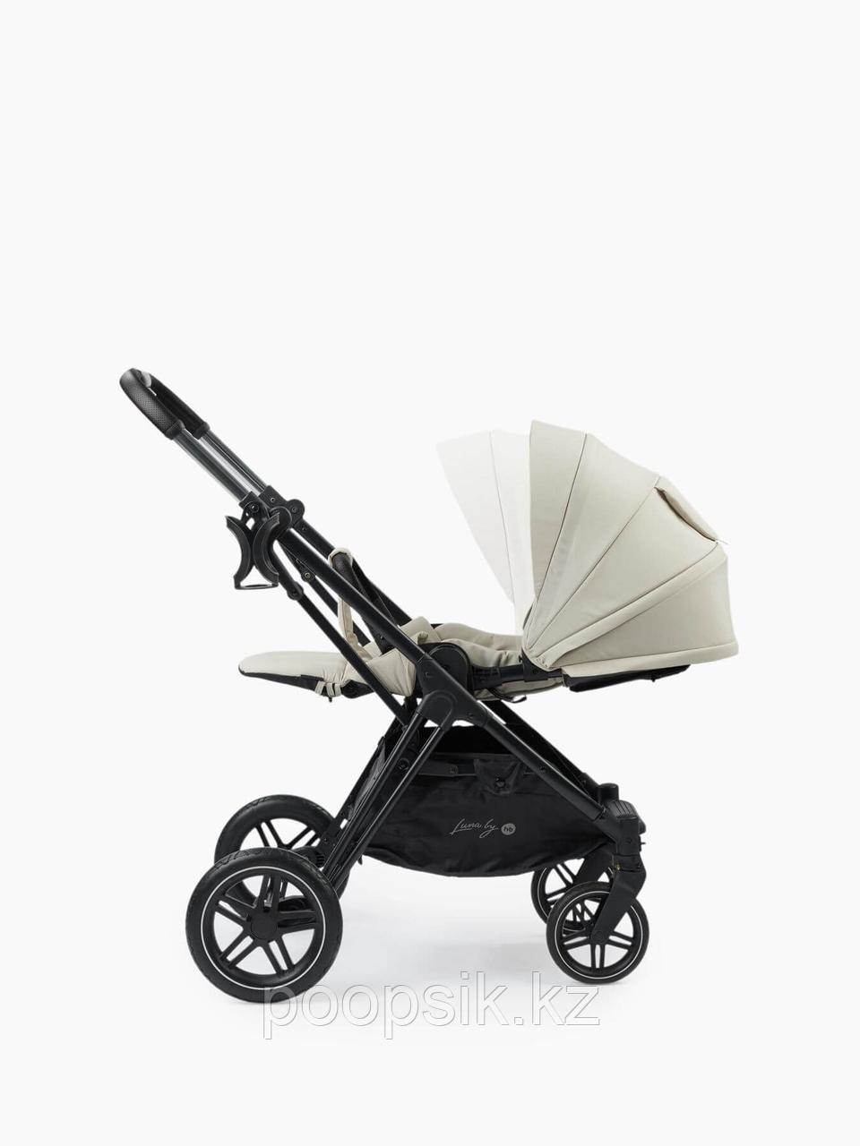 Коляска прогулочная Happy Baby LUNA PRO, beige (черная экокожа) - фото 4 - id-p103111613