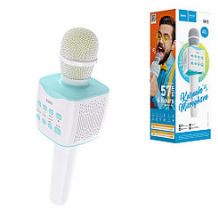 Микрофон караоке Bluetooth Hoco BK5, White/Blue