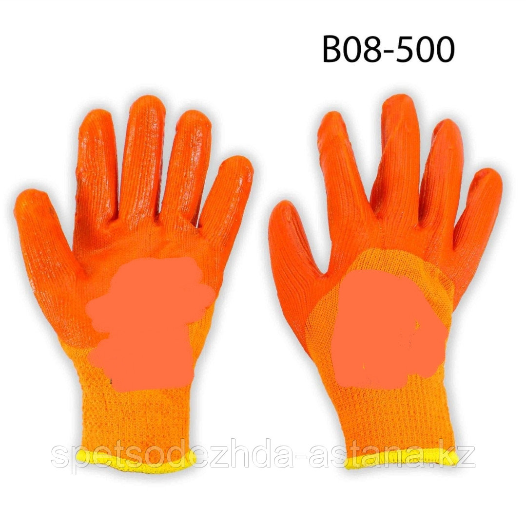 Перчатки рабочие оранжевые 300 плотные прорезиненные В08-500