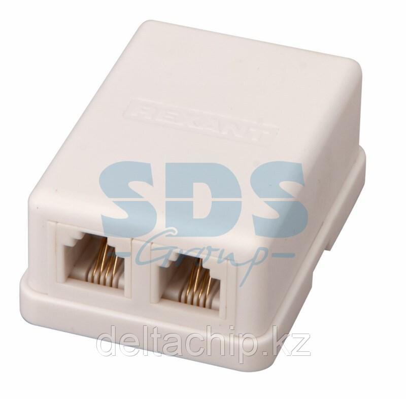 Телефонная розетка 2 гн. RJ-11(6P-4C), внешняя (50 шт/уп)  REXANT