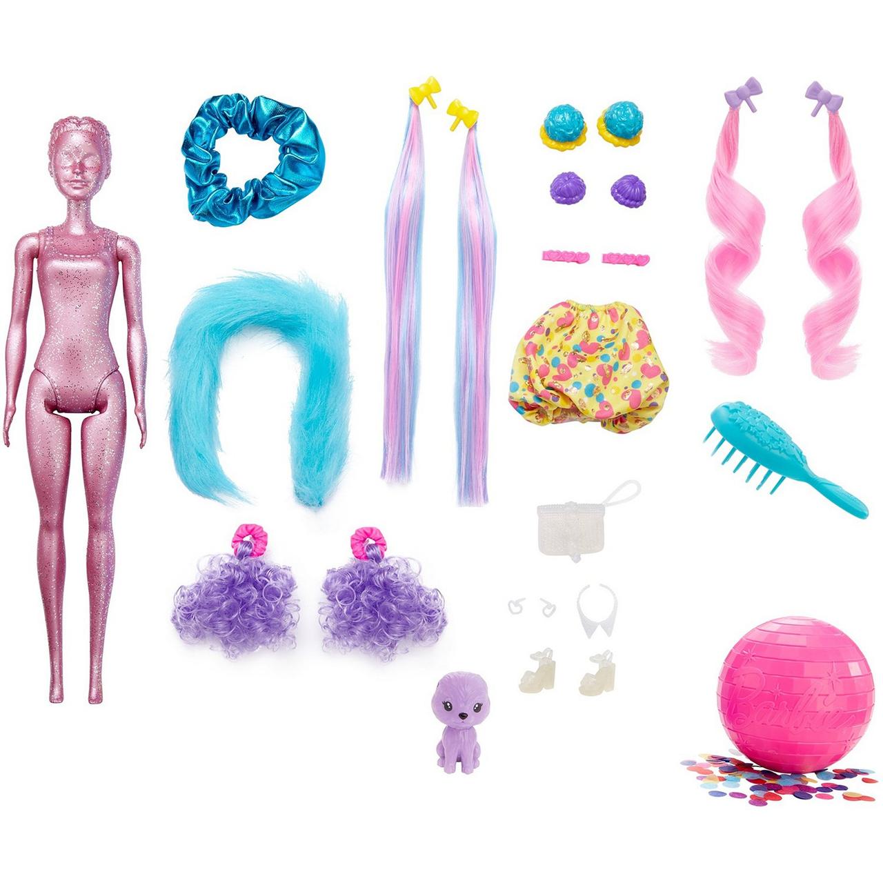 Barbie Блеск Цветное перевоплощение, Кукла-сюрприз Сменные прически Барби, Color Reveal HBG39 - фото 3 - id-p98358761