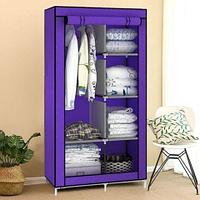 Шкаф-кофр двухсекционный тканевый HCX Storage Wardrobe 8890 с быстросборным каркасом (Фиолетовый)