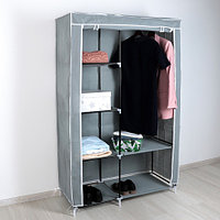 Шкаф-кофр двухсекционный тканевый HCX Storage Wardrobe 8890 с быстросборным каркасом (Серый)