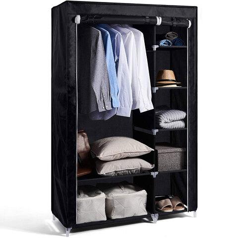 Шкаф-кофр двухсекционный тканевый HCX Storage Wardrobe 8890 с быстросборным каркасом (Серый) - фото 2 - id-p103127089