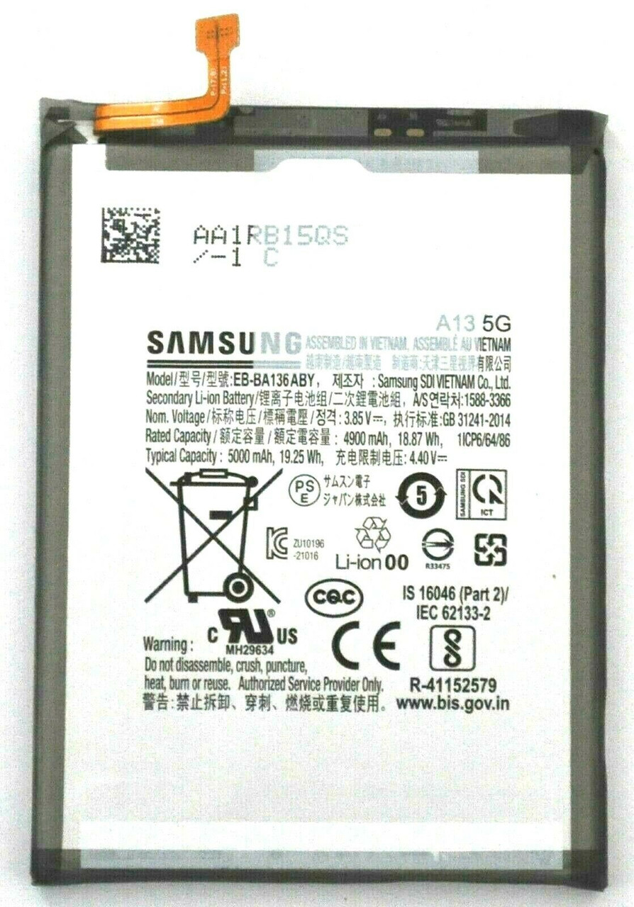 Заводской аккумулятор для Samsung Galaxy A13 2022 (EB-B136ABY, 4900 mah) - фото 1 - id-p103134786