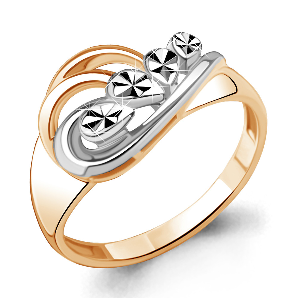 Серебряное кольцо Aquamarine 54827.6 серебро с позолотой