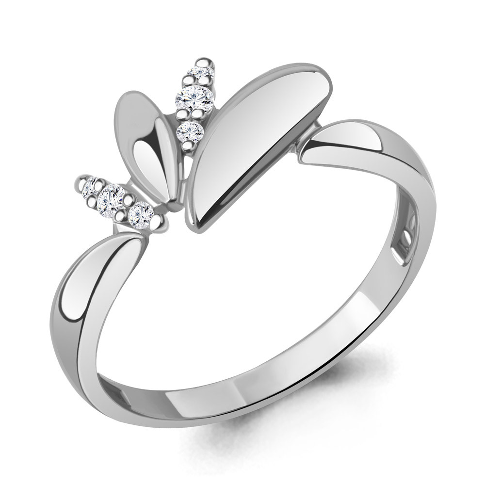 Серебряное кольцо  Фианит Aquamarine 67844А.5 покрыто  родием