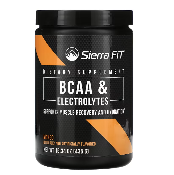 Sierra Fit, аминокислоты с разветвленными цепями (BCAA) и электролиты, 7 г BCAA, со вкусом манго, 435 г (15,34