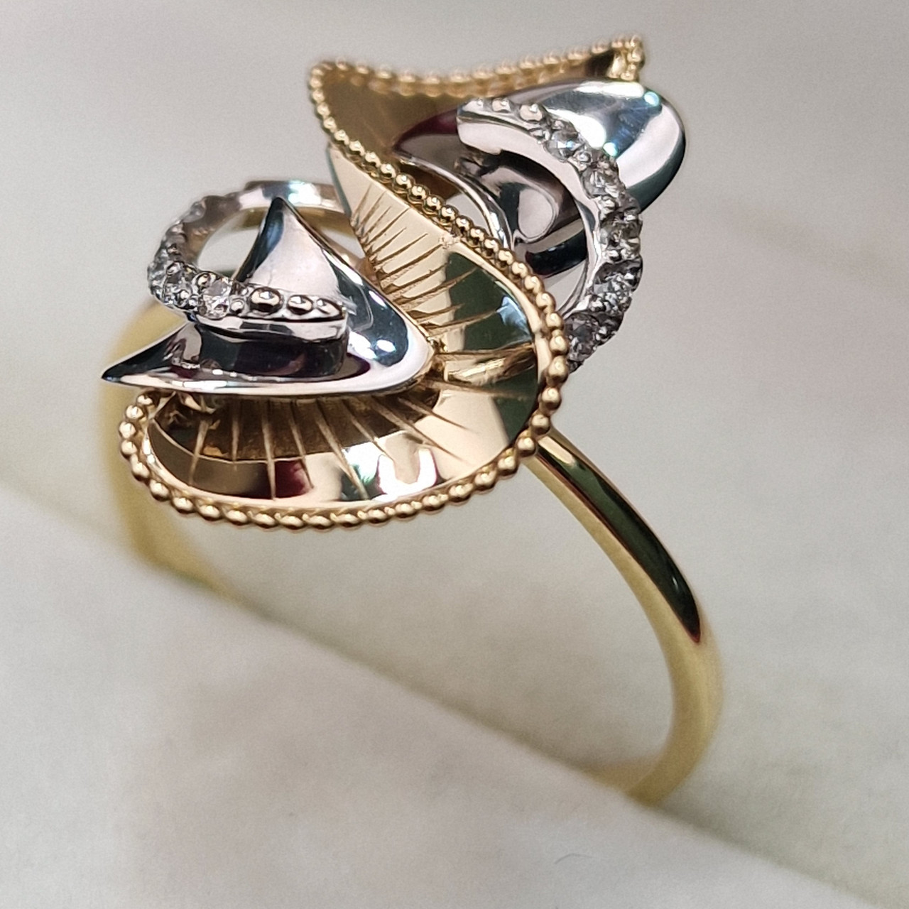 Золотое кольцо с бриллиантами 0.105Сt VS1/G, 18р. VG - Cut - фото 4 - id-p103119127