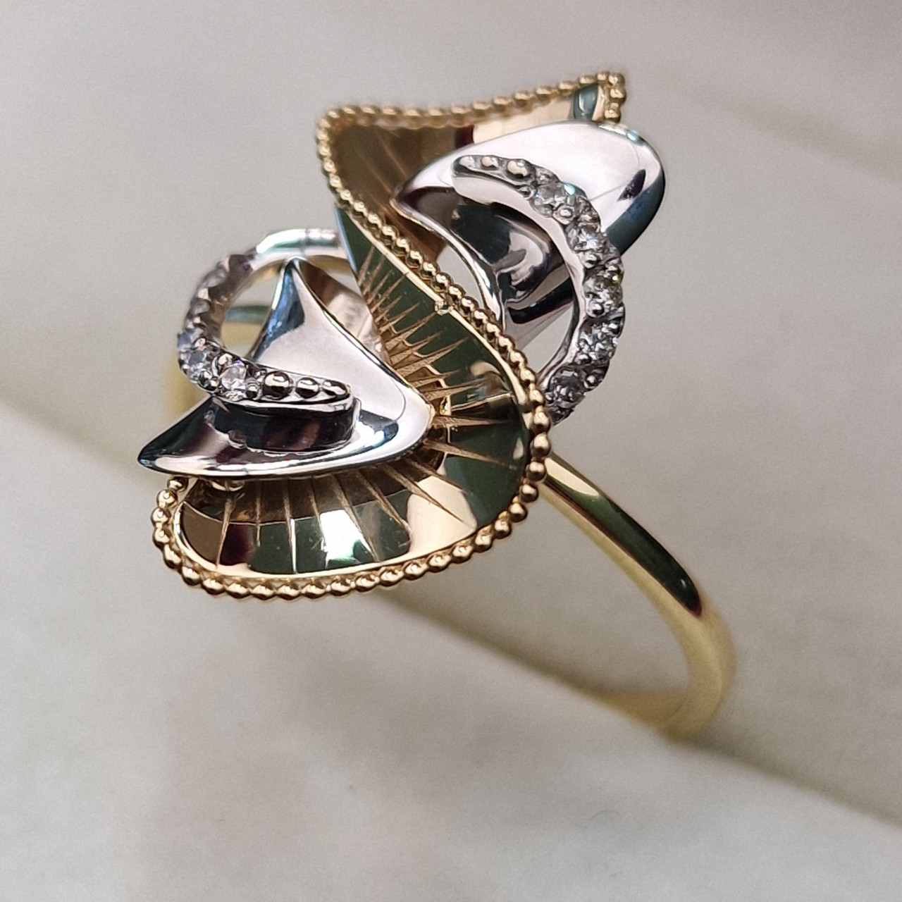 Золотое кольцо с бриллиантами 0.105Сt VS1/G, 18р. VG - Cut - фото 9 - id-p103119127