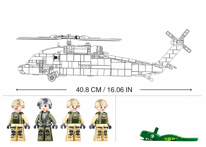 Sluban M38-B1012 Конструктор Медицинский армейский вертолет UH-60 Black Hawk - фото 4 - id-p103160770