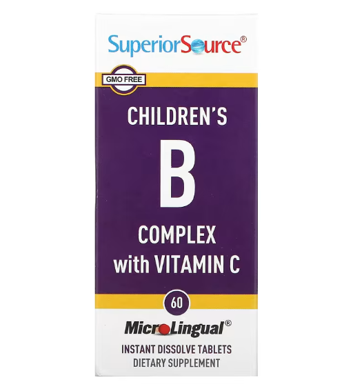 Superior Source, комплекс витаминов группы B и витамина C для детей, 60 быстрорастворимых таблеток MicroLingua