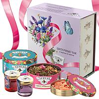 Подарочный набор "Весенний букет" с вареньем и цветочным чаем, разные цвета, , 90030