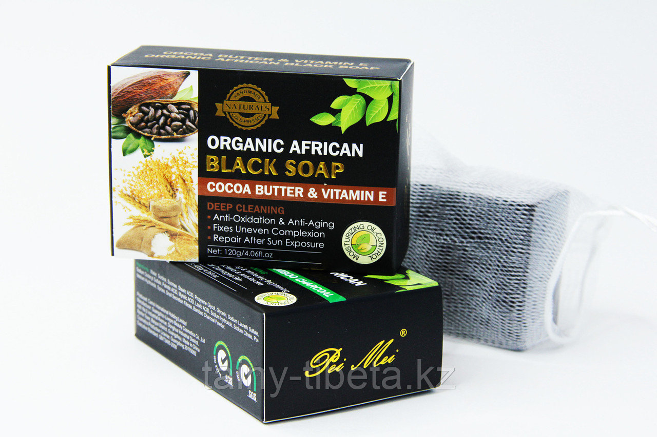 Мыло чёрное African Black Soap Cocoa Butter & Vitamin E - фото 3 - id-p103189022