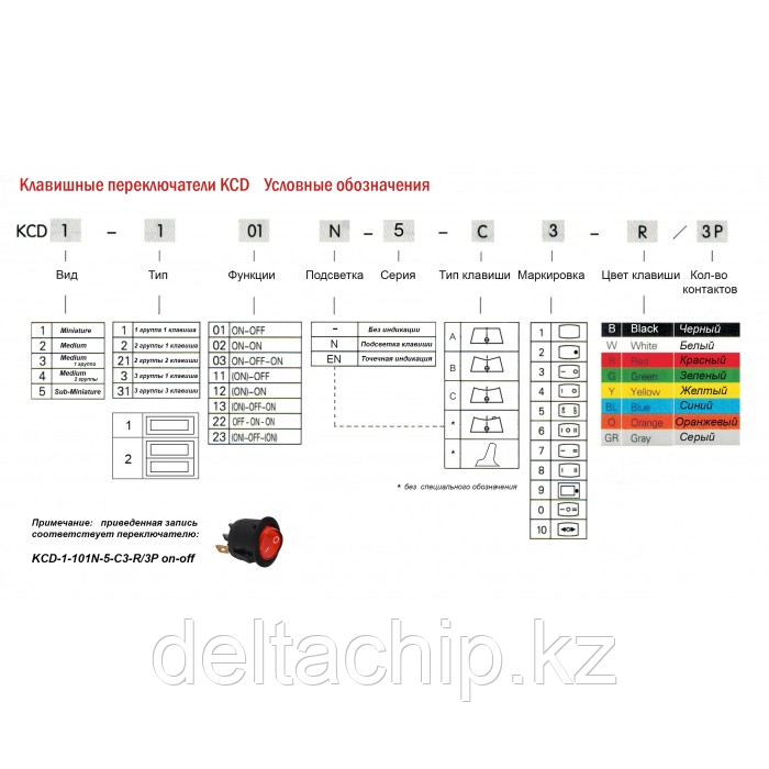 Переключатель: KCD4-203-C6-B/6P on-off-on - фото 2 - id-p103088903