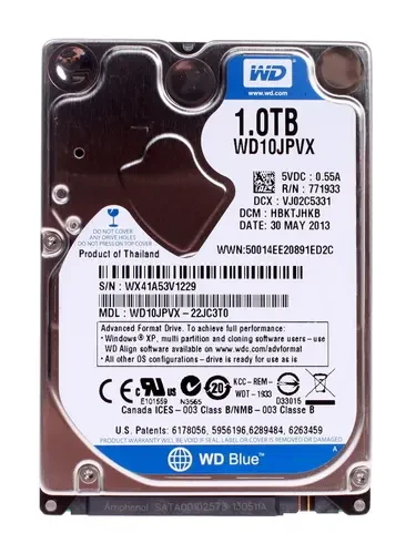 WD10JPVX жесткий диск для ноутбука HDD 1 Tb SATA 6Gb / s Western Digital Blue 2.5" 5400rpm 8Mb - фото 1 - id-p103201882