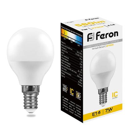 Лампа светодиодная, (7W) 230V E14 2700K G45, LB-95, фото 2