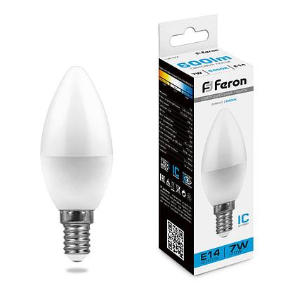 Лампа светодиодная, (7W) 230V E14 6400K C37, LB-97, фото 2