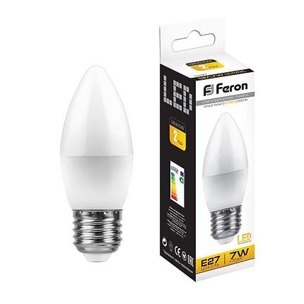 Лампа светодиодная, (7W) 230V E27 2700K C37, LB-97, фото 2