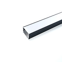 Профиль алюминиевый "Линии света" накладной, черный, CAB257 с матовым экраном, 2 заглушками, 4 крепе