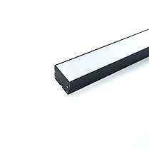 Профиль алюминиевый "Линии света" накладной, черный, CAB257 с матовым экраном, 2 заглушками, 4 крепе, фото 2