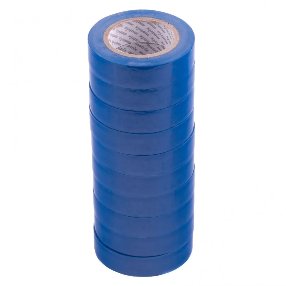 Набор изолент ПВХ 15 мм х 10 м, синяя, в упаковке 10 шт, 150 мкм. Matrix - фото 1 - id-p103209302