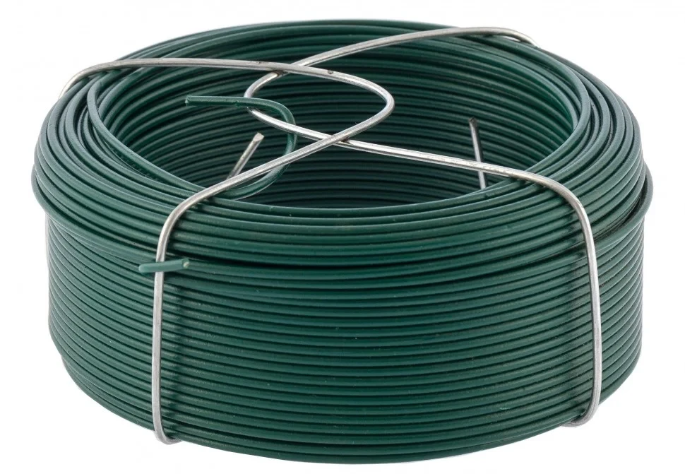 Проволока с ПВХ покрытием, зеленая 1,5 мм, длина 50 м. СИБРТЕХ