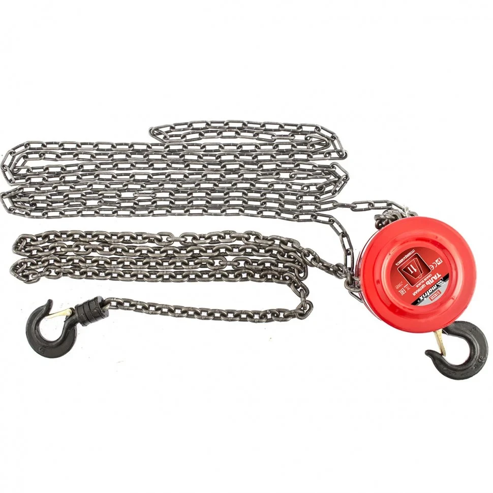 Таль цепная, 1 т, H подъема 2,5 м, расстояние между крюками 300 мм. MATRIX