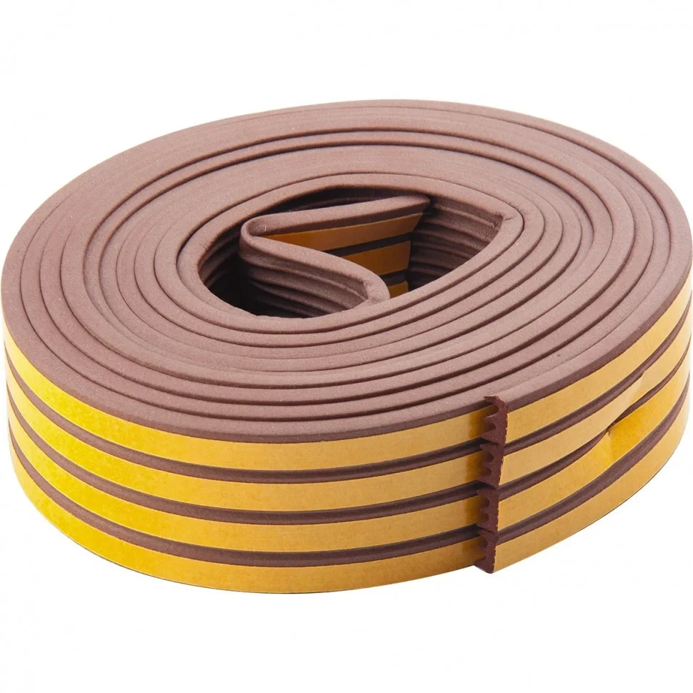 Уплотнитель, 6 м, профиль "E", коричневый. СИБРТЕХ