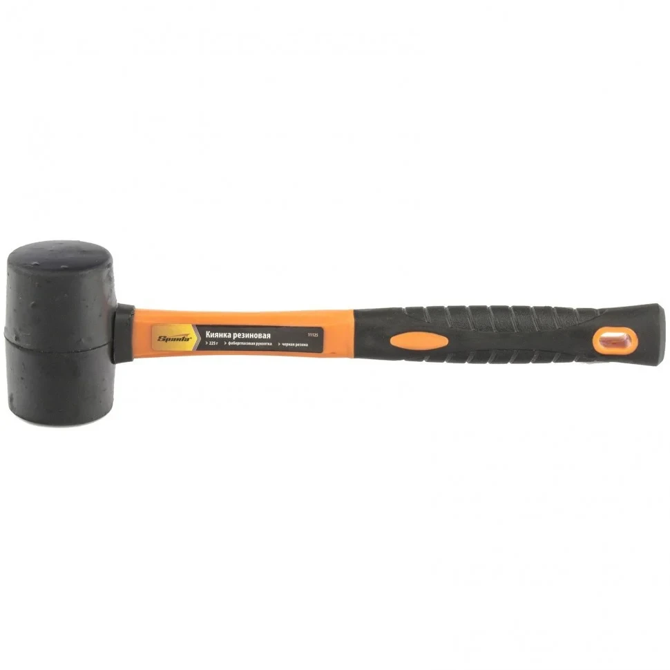 Киянка резиновая, 225 г, черная резина, фибергласовая рукоятка. SPARTA