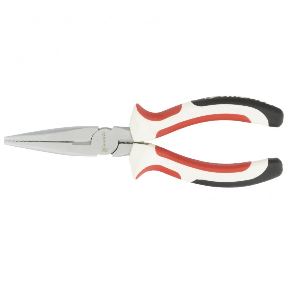 Длинногубцы прямые WHite Nickel, 160 мм, никелированные, трехкомпонентные рукоятки. MATRIX, фото 1