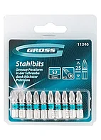 Набор бит РZ2 х 25, сталь S2, 10 шт, GROSS