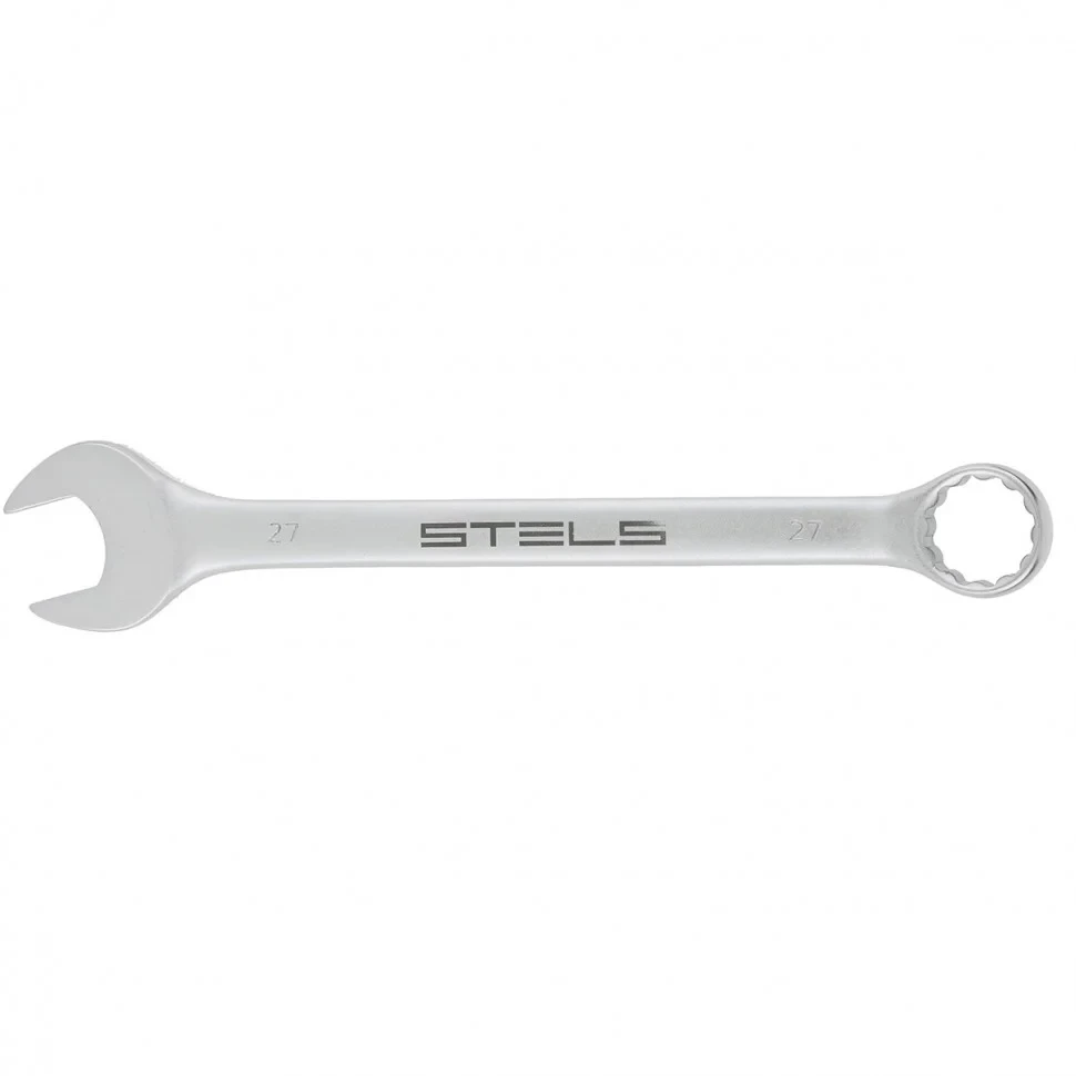 Ключ комбинированный, 27 мм, CrV, матовый хром. STELS, фото 1