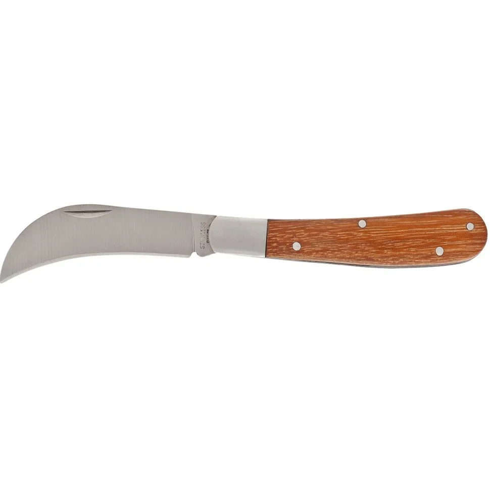 Нож садовый, 170 мм, складной, изогнутое лезвие, деревянная рукоятка. PALISAD - фото 1 - id-p103212917