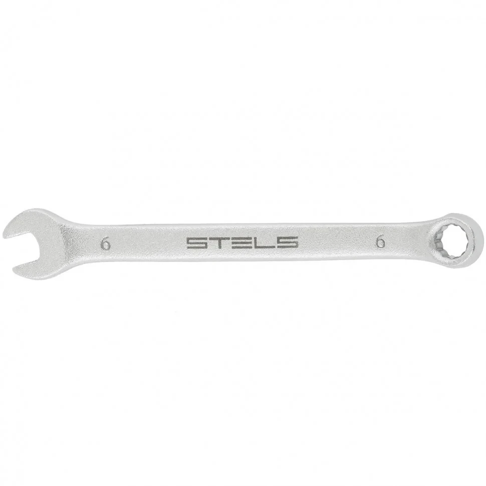 Ключ комбинированный, 6 мм, CrV, матовый хром. STELS, фото 1